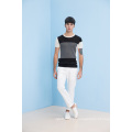 Summer Fit Cor Bloco Rodada Pescoço Knit Short Sleeve Men Knitwear